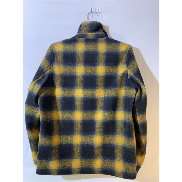 ASOS DESIGN Plus wool mix zip through jacket in yellow and blue check NEW XS - Picture 3 of 9